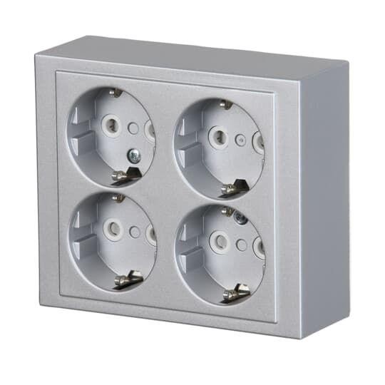  Розетка Schuko 4-м Impressivo для накладного монтажа алюм. ABB 2TKA00001615 