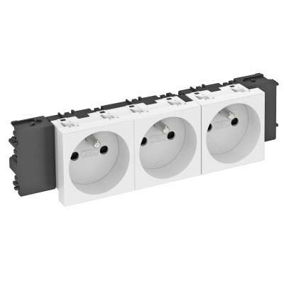  Розетка 3-м Modul45connect 16А 250В STD-F0C AL3 0град. франц. станд. серебр. OBO 6120582 