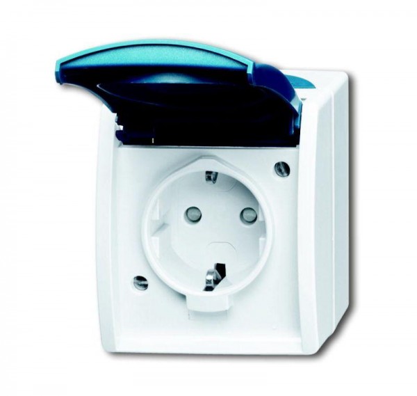  Розетка Schuko ОП Ocean 16А 250В IP44 сер./син./зел. ABB 2CKA002083A0845 