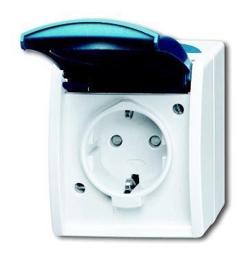  Розетка Schuko ОП Ocean 16А 250В с полем для надписи IP44 сер./син./зел. ABB 2CKA002083A0848 