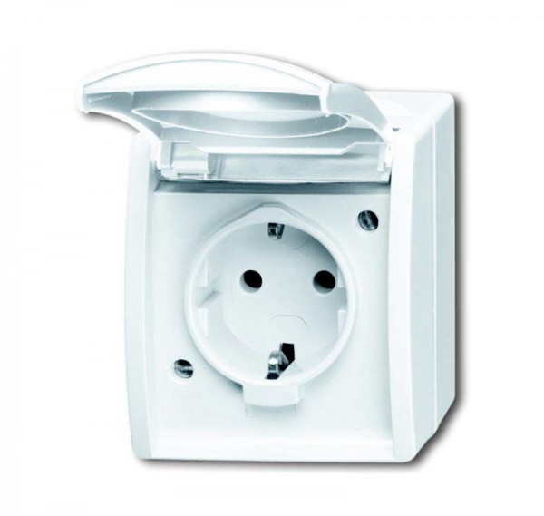 Розетка Schuko ОП Ocean 16А 250В IP44 альп. бел. ABB 2CKA002083A0846 
