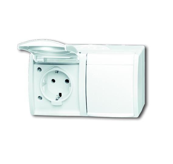  Розетка Schuko 2-м ОП Ocean 16А 250В горизонт. IP44 альп. бел. ABB 2CKA002084A0727 