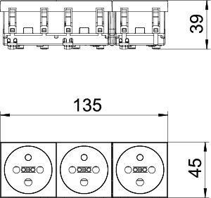  Розетка 3-м 16А 250В STD-F0K SRO3 прям. 0град. с заземл. красн. OBO 6120316 