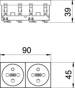  Розетка 2-м 16А 250В STD-F0K SRO2 прям. 0град. с заземл. красн. OBO 6120314 