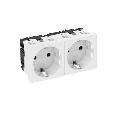  Розетка 2-м Modul45 16А 250В STD-D0 AL2 с заземл. алюм. лак. OBO 6120032 