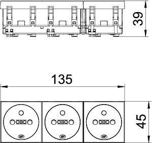  Розетка 3-м 10/16А 250В STD-F0 RW3 0град. франц. станд. бел. OBO 6120192 