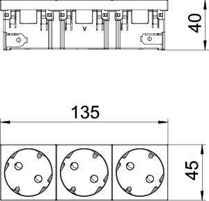 Розетка 3-м Modul45connect 10/16А 250В STD-D3C SRO3 33град. с заземл. красн. OBO 6120508 