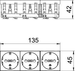  Розетка 3-м 10/16А 250В TD-D0 SWGR3 0град. с заземл. черн. OBO 6120050 