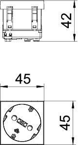  Розетка 1-м 10/16А 250В STD-D3 SWGR1 33град. с заземл. черн. OBO 6120080 