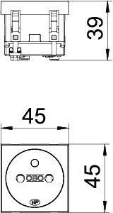  Розетка 1-м 10/16А 250В STD-F0 SRO1 0град. франц. станд. красн. OBO 6120158 