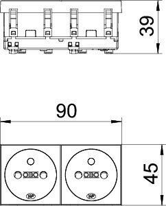  Розетка 2-м 10/16А 250В STD-F0 SWGR2 0град. франц. станд. черн. OBO 6120180 