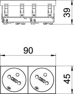  Розетка 2-м 10/16А 250В STD-F3 SWGR2 33град. франц. станд. черн. OBO 6120250 
