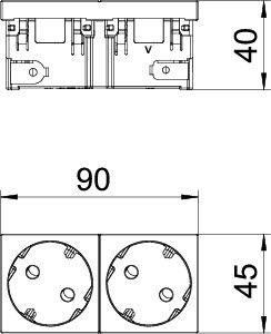  Розетка 2-м Modul45connect 10/16А 250В STD-D3C SWGR2 33град. черн. OBO 6120490 