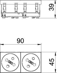  Розетка 2-м 16А 250В STD-F3K SRO2 с кодом 33град. красн. OBO 6120324 