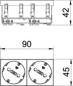  Розетка 2-м 10/16А 250В STD-D3 AL2 33град. с заземл. серебр. OBO 6120112 