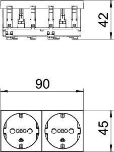  Розетка 2-м 10/16А 250В STD-D0 ROR2 0град. с заземл. оранж. OBO 6120024 