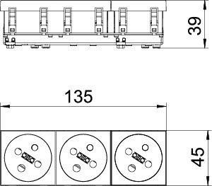  Розетка 3-м 16А 250В STD-F3K SRO3 франц. станд. с кодом 33град. красн. OBO 6120326 