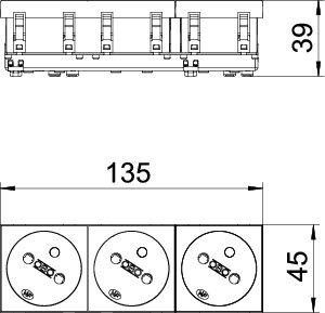  Розетка 3-м 10/16А 250В STD-F3 AL3 33град. франц. станд. серебр. OBO 6120272 