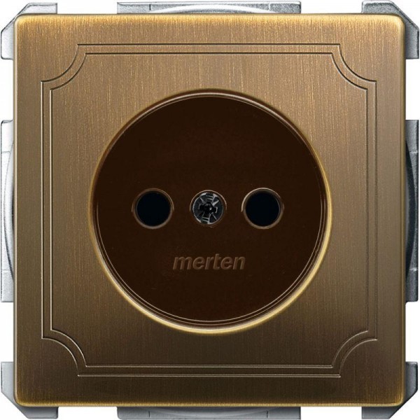  Механизм розетки 1-м СП Merten 16А IP20 защ. шторки без заземл. ант. латунь SchE MTN2000-4143 
