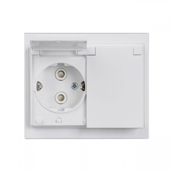  Розетка Double Schuko Impressivo 16А 250В в сборе с заземл. зажимные клеммы IP44 бел. ABB 2TKA000954G1 
