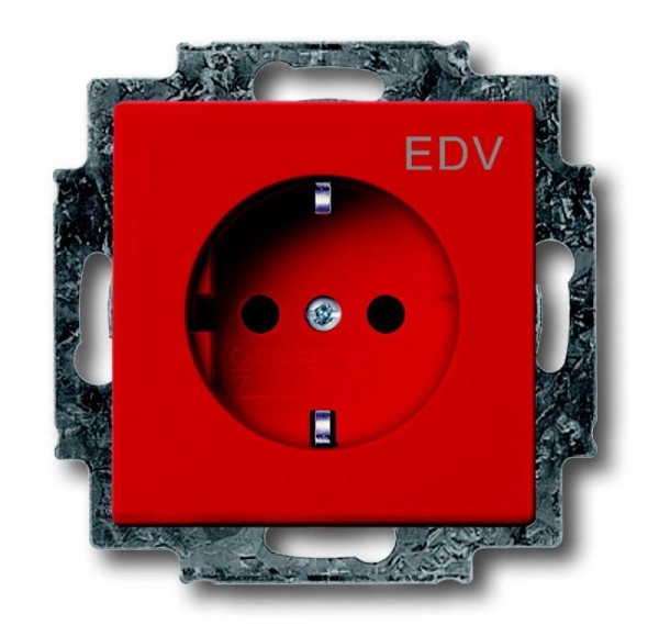  Розетка Schuko Solo/future 16А 250В с маркировкой "EDV" защ. шторки красн. ABB 2CKA002013A5325 
