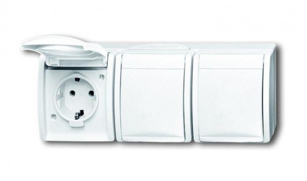  Розетка Schuko 3-м ОП Ocean 16А 250В IP44 альп. бел. ABB 2CKA002084A0712 