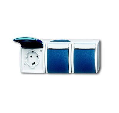  Розетка Schuko 3-м ОП Ocean 16А 250В с полем для надписи IP44 сер./сине-зел. ABB 2CKA002084A0704 