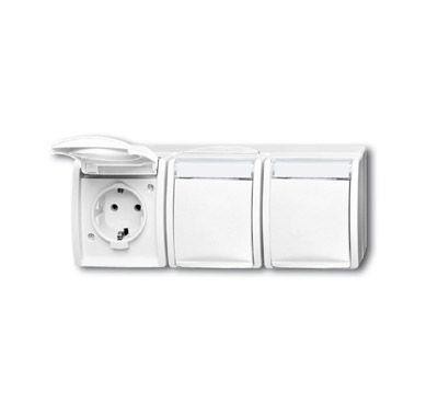  Розетка Schuko 3-м ОП Ocean 16А 250В с полем для надписи IP44 альп. бел. ABB 2CKA002084A0716 