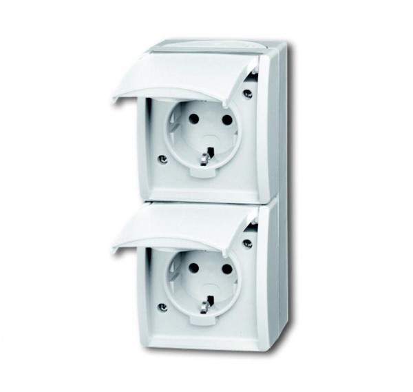  Розетка Schuko 2-м ОП Ocean 16А 250В верт. IP44 альп. бел. ABB 2CKA002084A0710 