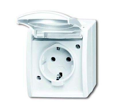  Розетка Schuko ОП Ocean 16А 250В с полем для надписи IP44 альп. бел. ABB 2CKA002083A0831 