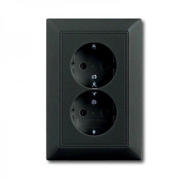  Розетка 2-м Schuko Basic 55 16А 250В черн. ABB 2CKA002014A1477 