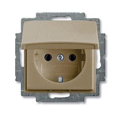  Розетка Schuko Basic 55 16А 250В в сборе IP44 шампань ABB 2CKA002018A1501 