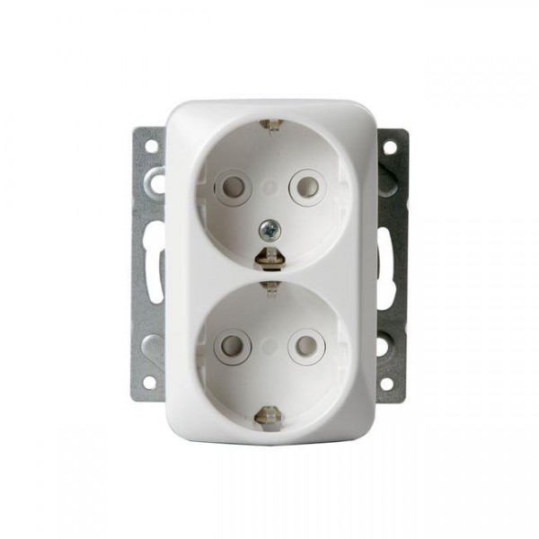  Розетка Double Schuko Jussi 16А 250В с заземл. зажимные клеммы бел. ABB 2TKA000939G1 