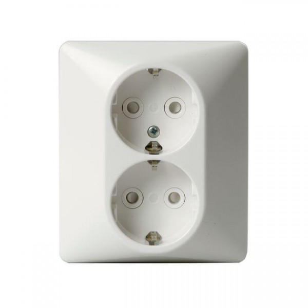  Розетка Double Schuko Jussi 16А 250В в сборе с заземл. зажимные клеммы бел. ABB 2TKA000945G1 