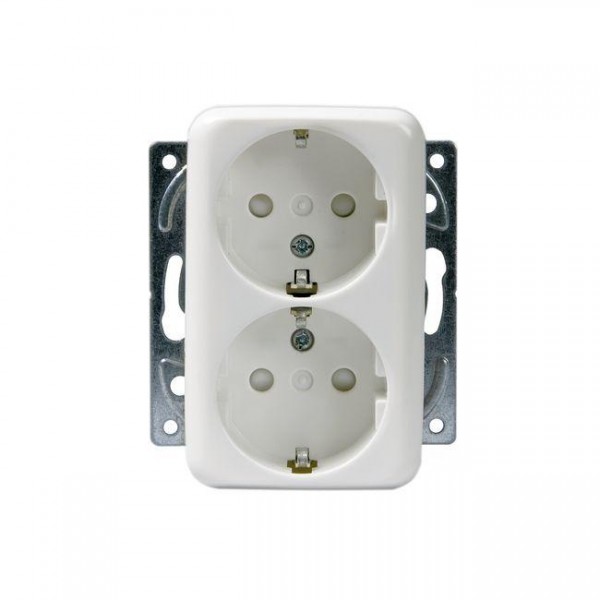  Розетка Double Schuko Jussi 16А 250В винт. клеммы с заземл. бел. ABB 2TKA000759G1 