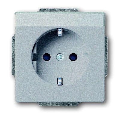  Розетка Schuko Solo/future 16А 250В с полем для надписи серебристо-алюм. ABB 2CKA002011A3810 