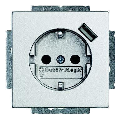  Розетка Schuko Future 16А 700мА с заряд. устройством USB 20 EUCBUSB-83-500 защ. шторки алюм. ABB 2CKA002011A6178 