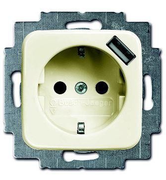  Розетка Schuko Busch-Duro 16А 700мА с заряд. устройством USB 20 EUCBUSB-212-500 сл. кость защ. шторки ABB 2CKA002011A6174 