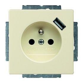  Розетка Schuko Basic 55 16А 700мА с заряд. устройством USB 20 EUCBUSB-92-500 сл. кость защ. шторки ABB 2CKA002011A6192 