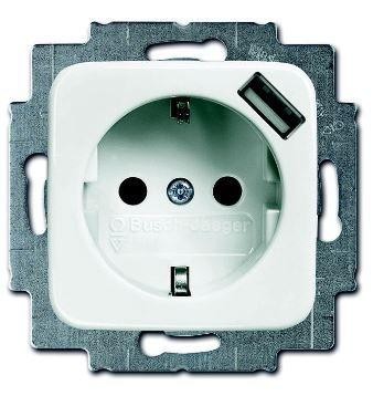  Розетка Schuko Reflex 16А 700мА с заряд. устройством USB 20 EUCBUSB-214-500 защ. шторки альп. бел. ABB 2CKA002011A6175 