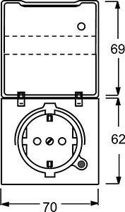  Розетка Schuko Allwetter44 16А 250В 20 EUGKBLN-13-101 с контрольным СД с защ. крышкой (уплот. кольцо в комплекте) IP44 зел. ABB 2064-0-0303 