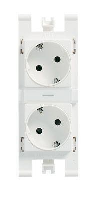  Блок из 2-х розеток SCHUKO альп. бел. ABB 2CLA108800T1001 