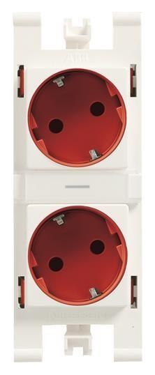  Блок из 2-х розеток SCHUKO для специальных сетей красн. ABB 2CLA108800T7001 