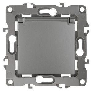  Розетка Schuko 16АХ-250В 2P+E с защ. крышкой защ. шторки 12-2103-12 графит ЭРА Б0019327 