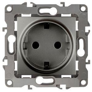  Розетка Schuko 16АХ-250В 2P+E 12-2101-12 графит ЭРА Б0019319 