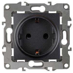  Розетка Schuko 16АХ-250В 2P+E 12-2101-05 антрацит ЭРА Б0014679 