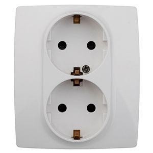  Розетка Schuko 16АХ-250В 2х2P+E защ. шторки 12-2104-01 бел. ЭРА Б0014699 