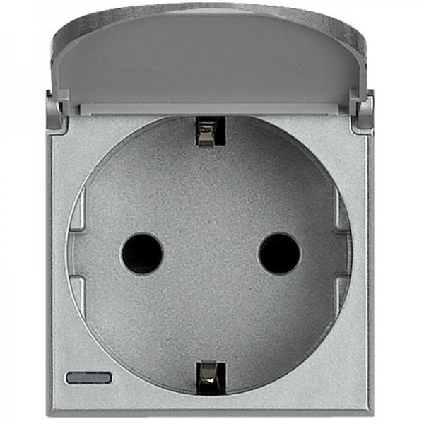  Розетка Axolute 10/16А 250В 2К+3 с боковыми зазем. конт. Schuko с экранированными контактами клеммы с автомат. зажимом нем. станд. алюм. Leg BTC HC4141PW 