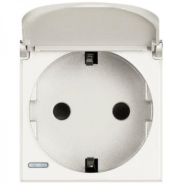  Розетка Axolute 10/16А 250В 2К+3 с защ. крышкой с боковыми зазем. конт. Schuko с экранированными контактами клеммы с автоматическим зажимом нем. станд. бел. Leg BTC HD4141PW 