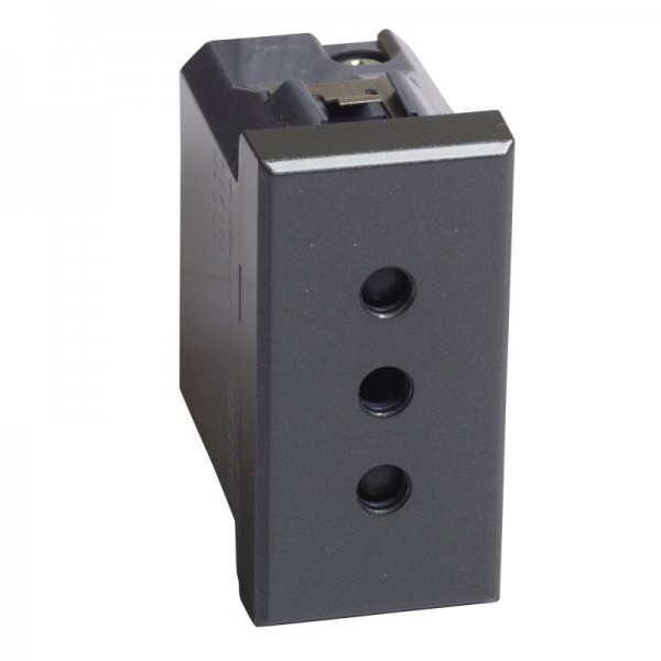  Розетка Axolute 10А 250В 2К+3 с зазем. конт. 4мм антрацит Leg BTC HS4113 